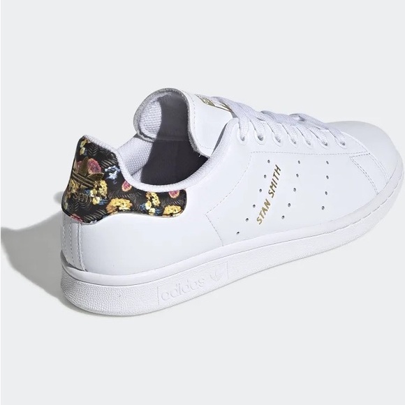 Adidas Stan Smith Floral White/Gold Sneakers Size 6 - Picture 2 of 16